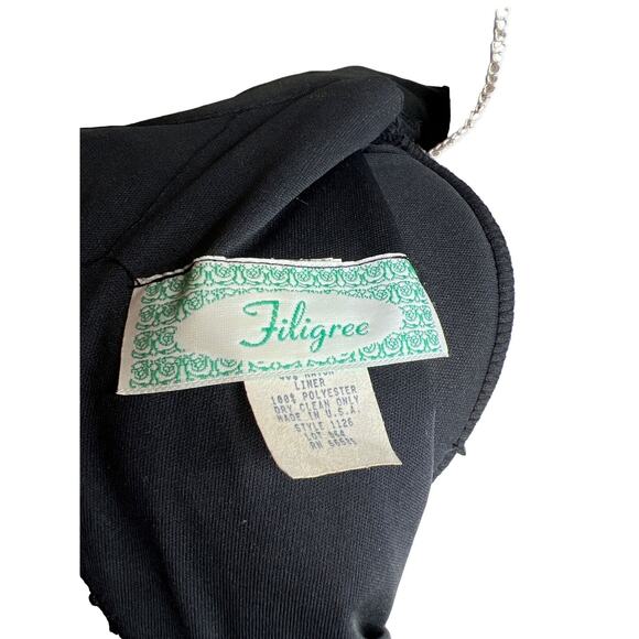 Vintage 80s Size Small Black Lace Cocktail Semi Formal Dress Cut Out Backless - Picture 11 of 13